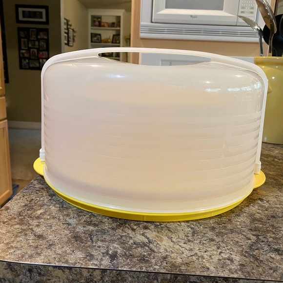 XL cake saver with a deviled egg tray.